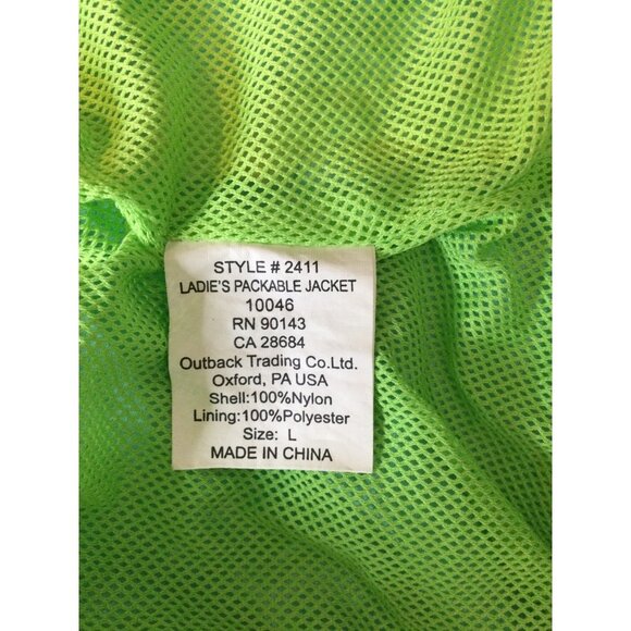 Outback Trading Co Full Zip Hooded Windbreaker Rain Jacket Packable Attached Bag - Picture 10 of 13